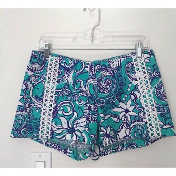 LILLY PULITZER Sz 4 Montaux Short Crochet Appliqué - Picture 1 of 6
